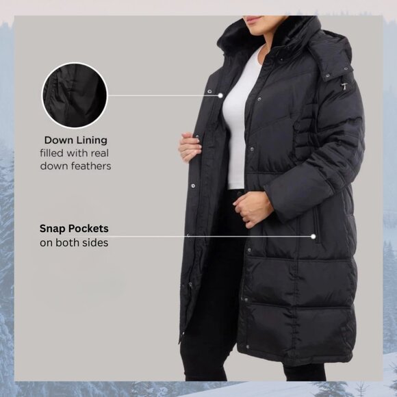NWT - London Fog Faux-Fur-Trimmed Down Puffer Coat w/Hood - Pearl - Picture 8 of 11